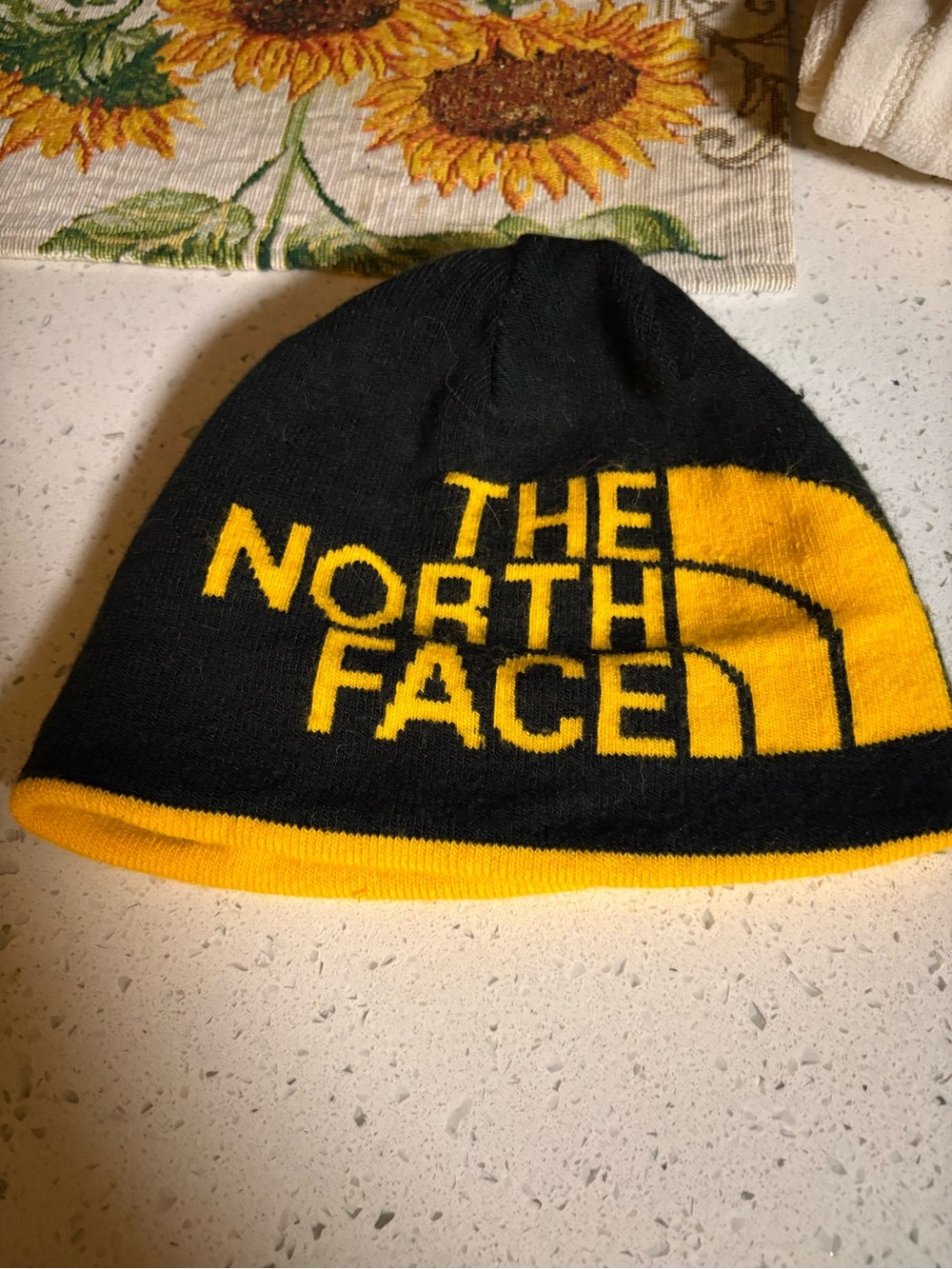 The North Face Black & Yellow Logo Kids Beanie